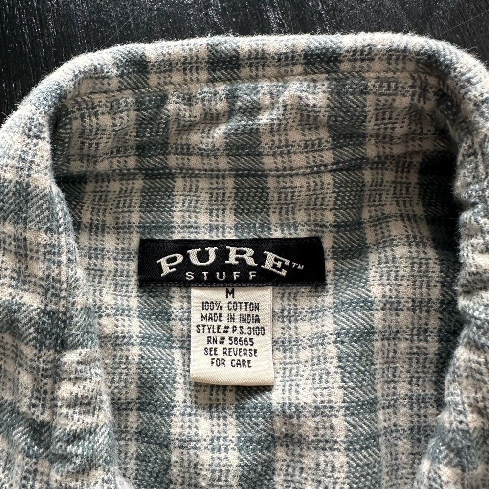 Retro Y2K Pure Stuff Medium Gray-Blue Cream Basic Button Down